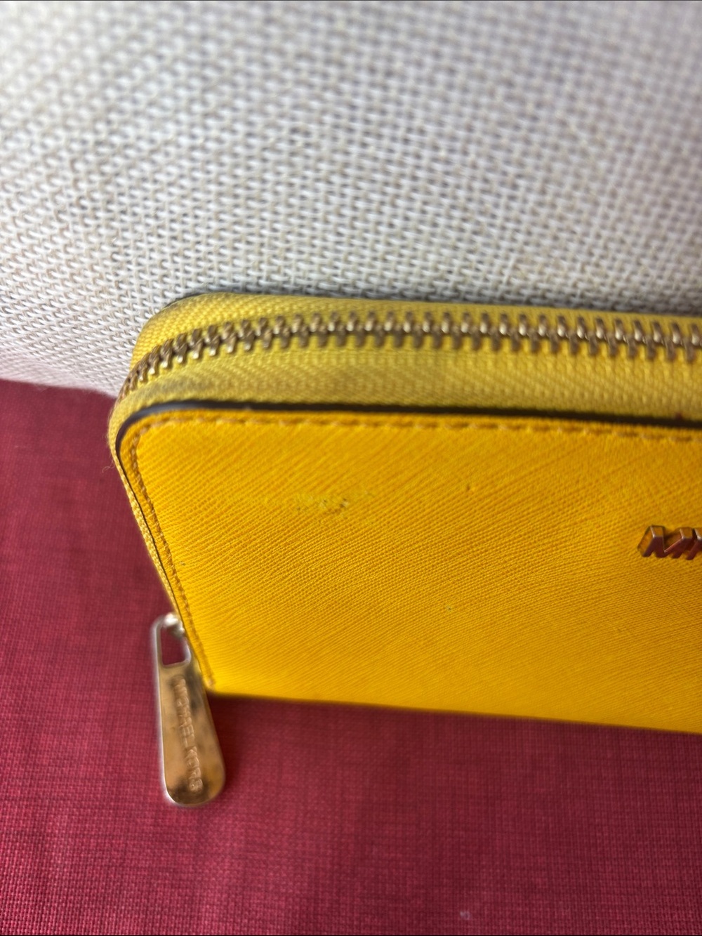 Michael Kors Bright Yellow Zip-Around Saffiano Wallet - Picture 6 of 12